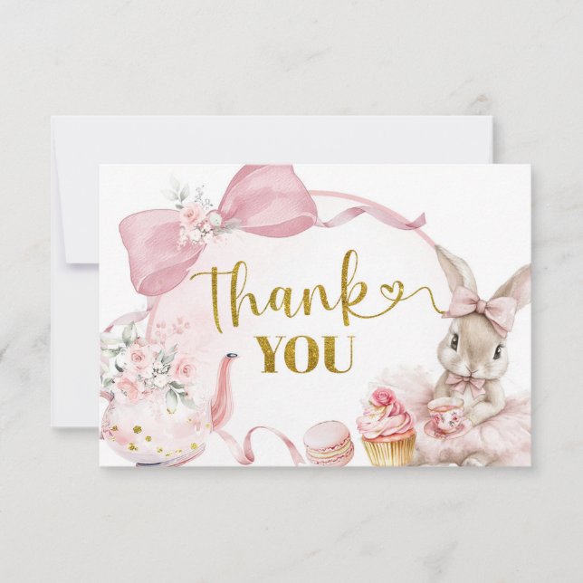 Bunny Tea Party Thank You Card (Front)
