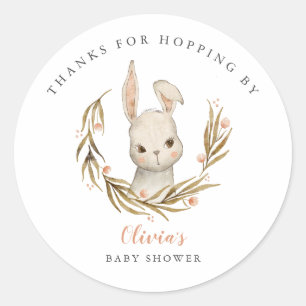 Bunny Thanks For Hopping By Baby Shower Favour Classic Round Sticker