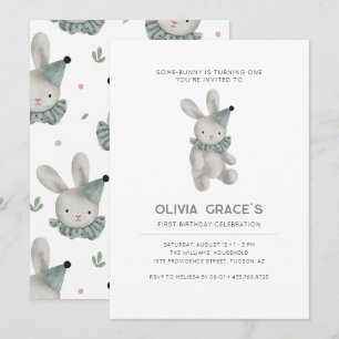Bunny Thème Premier anniversaire Invitation