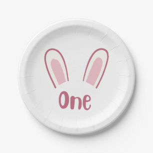 Bunny themed "first" birthday party plates