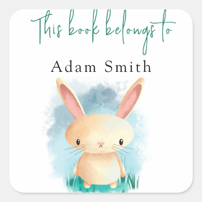 Bunny - This book belongs to Square Sticker (Front)