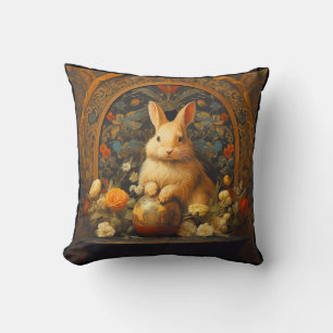 Bunny Throw Pillow, William Morris inspired Throw Pillow