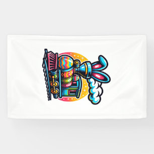 Bunny Train Railroad Easter Egg Kids Toddler Boys  Banner