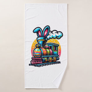 Bunny Train Railroad Easter Egg Kids Toddler Boys  Bath Towel
