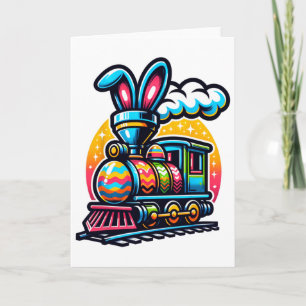 Bunny Train Railroad Easter Egg Kids Toddler Boys Card