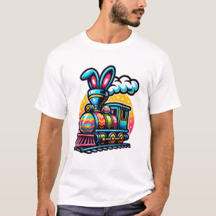 Bunny Train Railroad Easter Egg Kids Toddler Boys  T-Shirt