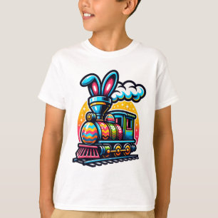 Bunny Train Railroad Easter Egg Kids Toddler Boys  T-Shirt