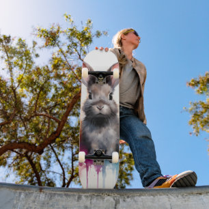 Bunny Trio Watercolor Skateboard
