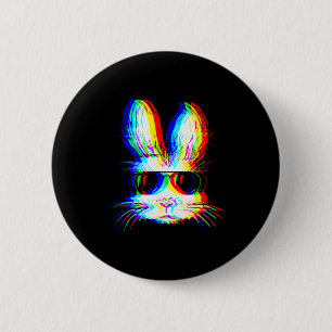Bunny Trippy Varwave Easter Techno Rave Edm Music 2 Inch Round Button