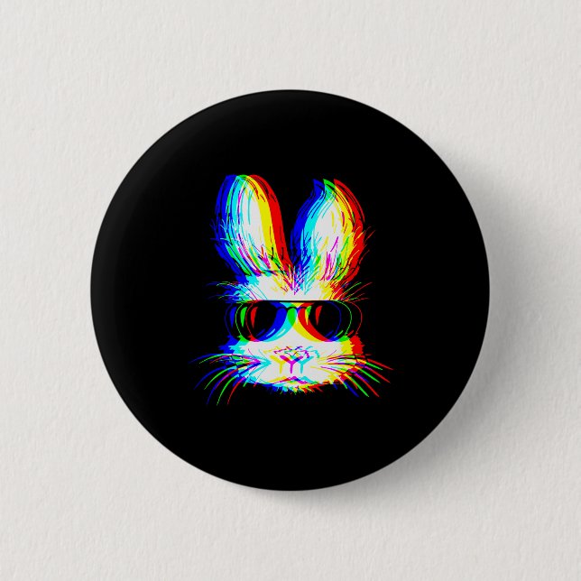 Bunny Trippy Varwave Easter Techno Rave Edm Music  2 Inch Round Button (Front)