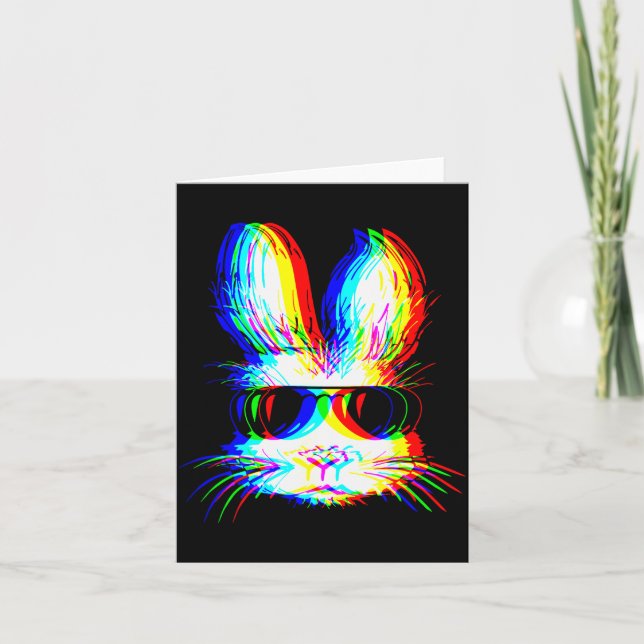 Bunny Trippy Varwave Easter Techno Rave Edm Music  Card (Front)