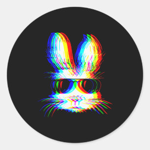 Bunny Trippy Varwave Easter Techno Rave Edm Music  Classic Round Sticker
