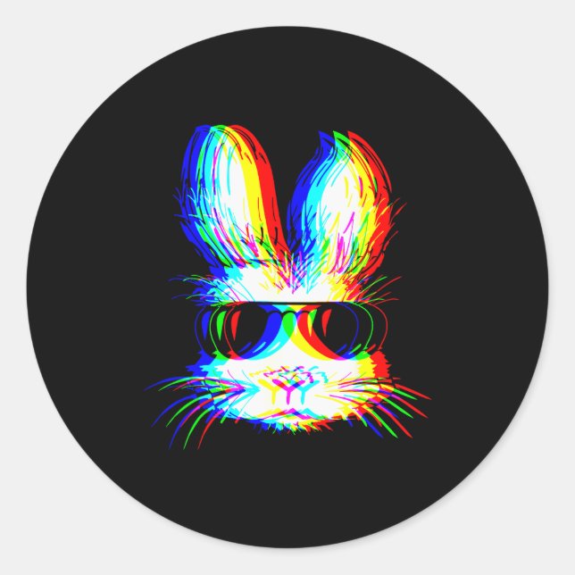 Bunny Trippy Varwave Easter Techno Rave Edm Music  Classic Round Sticker (Front)