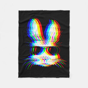 Bunny Trippy Varwave Easter Techno Rave Edm Music Fleece Blanket