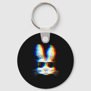 Bunny Trippy Varwave Easter Techno Rave Edm Music Keychain
