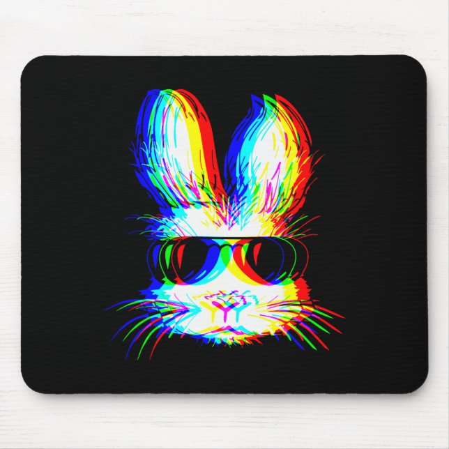 Bunny Trippy Varwave Easter Techno Rave Edm Music  Mouse Pad (Front)