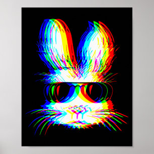 Bunny Trippy Varwave Easter Techno Rave Edm Music  Poster