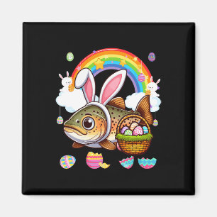Bunny Trout Fish Easter Hunting Eggs Basket Colorf Magnet