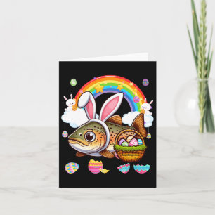 Bunny Trout Fish Easter Hunting Eggs Bysket Colorf Card