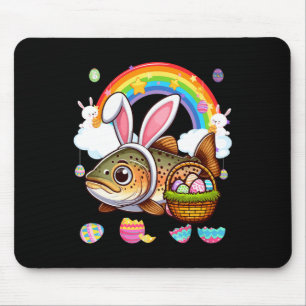 Bunny Trout Fish Easter Hunting Eggs Bysket Colorf Mouse Pad