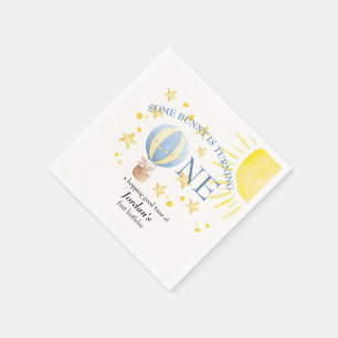 Bunny Turning One Around The Sun Boys 1st Birthday Napkin