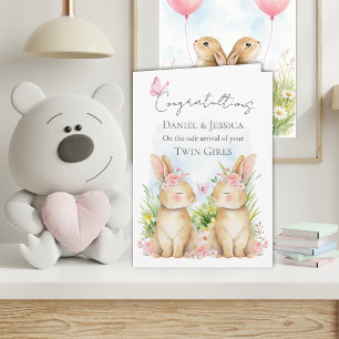 Bunny Twin Congratulations Folded Greeting Card