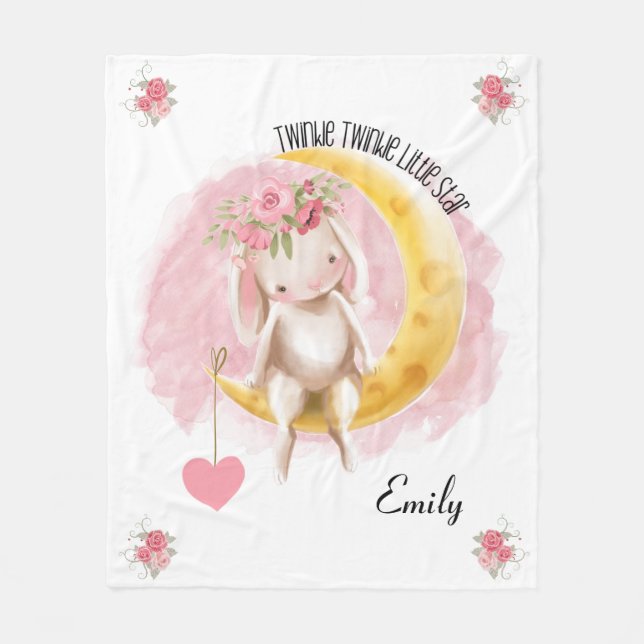 Bunny Twinkle Twinkle Little Star Nursery Rhyme  Fleece Blanket (Front)