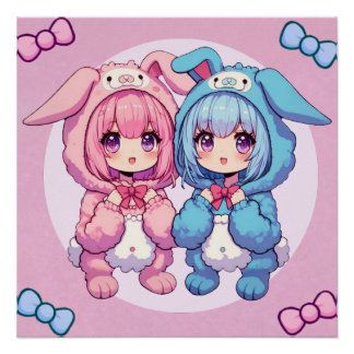 Bunny Twins glossy Poster