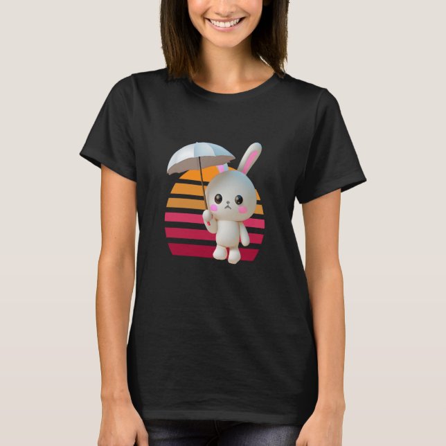 Bunny Umbrella Sunset T-Shirt (Front)