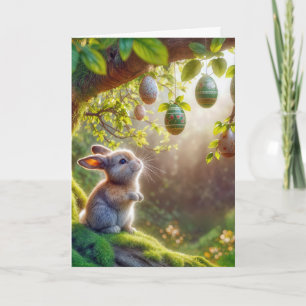 Bunny Under An Easter Egg Tree Card