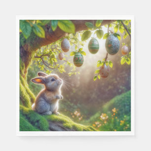 Bunny Under An Easter Egg Tree Napkin