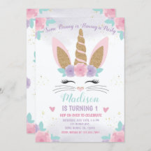 Bunny Unicorn Birthday Invitation, Bunny Birthday
