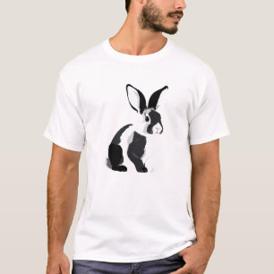 Bunny Vector Art Illustration with Black and White T-Shirt