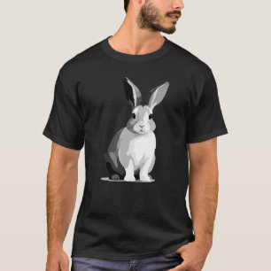 Bunny Vector Art Illustration with Black and White T-Shirt