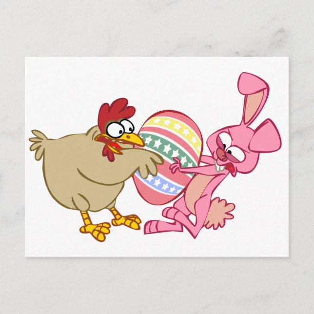BUNNY VS CHICKEN POSTCARD (Front)
