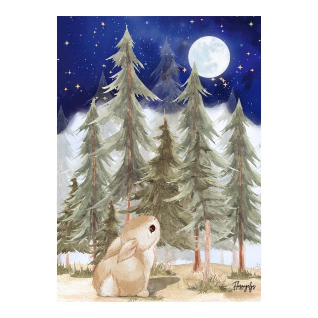 Bunny Wall art Poster  Starry Night (Bunny Wall art Poster Starry Night)