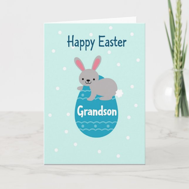 Bunny Wave Pattern Grandson Card (Front)