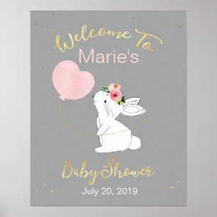 Bunny Welcome Baby Shower Sign