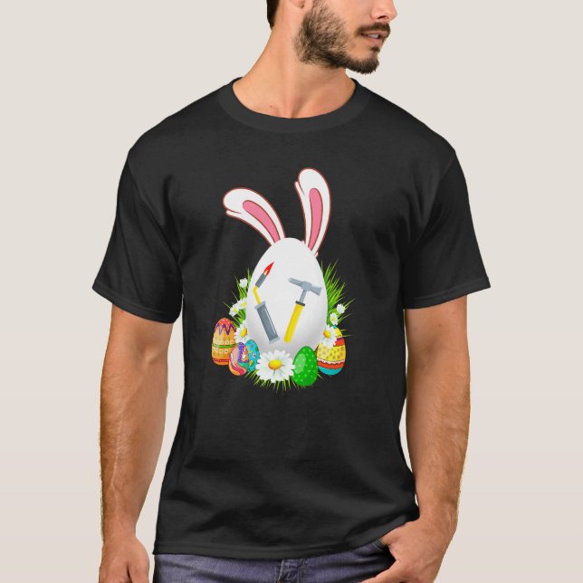 Bunny Welder Rabbit Eggs Hunting Job Easter Day T-Shirt (Front)