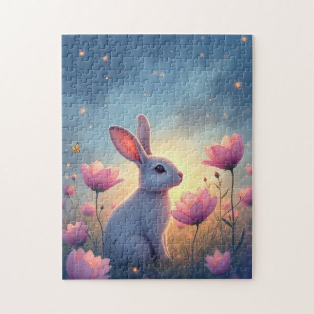 Bunny Whimsical wild flowers Jigsaw Puzzle (Vertical)