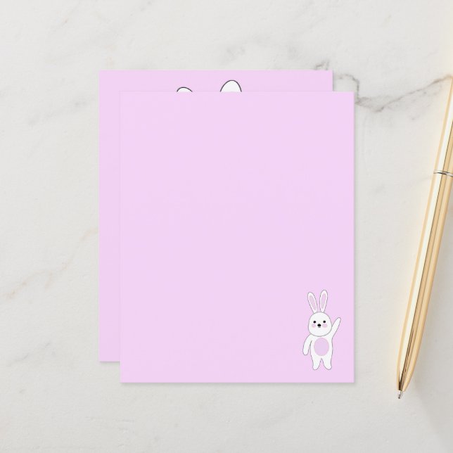 Bunny. White and pink. (Front/Back In Situ)