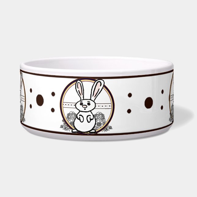 Bunny White Large Pet Bowl (Front)