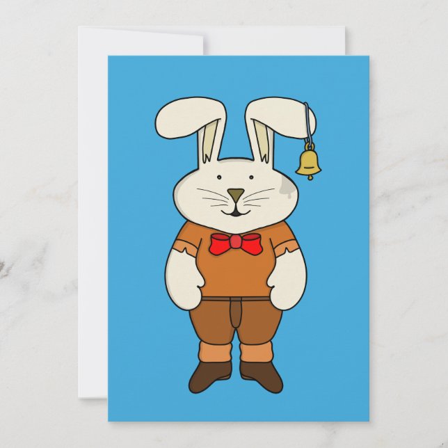 Bunny with a bell in his ear invitation (Front)