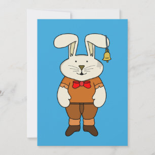 Bunny with a bell in his ear invitation
