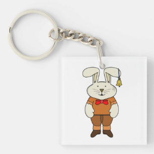 Bunny with a bell in his ear keychain