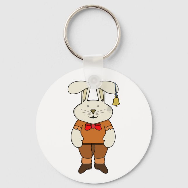 Bunny with a bell in his ear keychain (Front)
