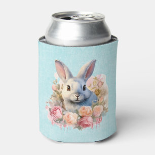 Bunny with a Garland of Roses Cute Can Cooler