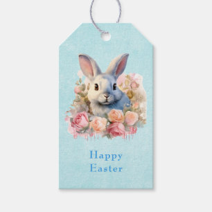 Bunny with a Garland of Roses Cute Easter Gift Tags