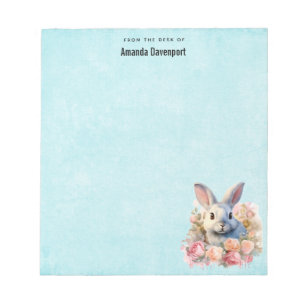 Bunny with a Garland of Roses Cute Notepad
