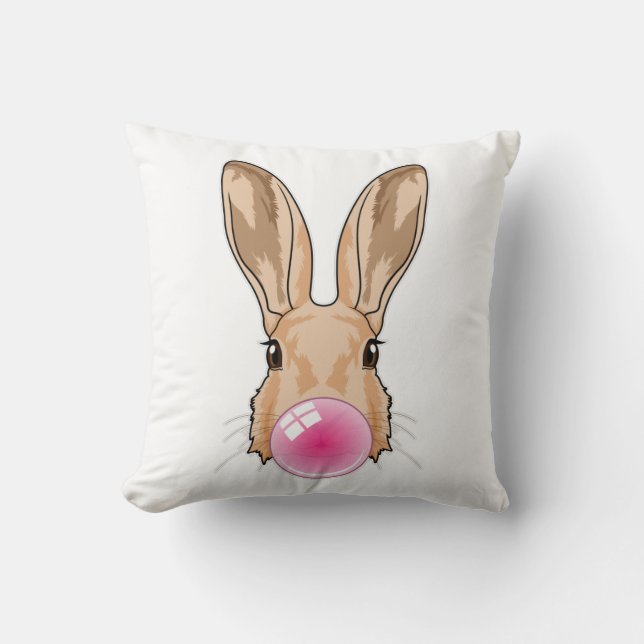 Bunny with Chewing gum Throw Pillow (Front)